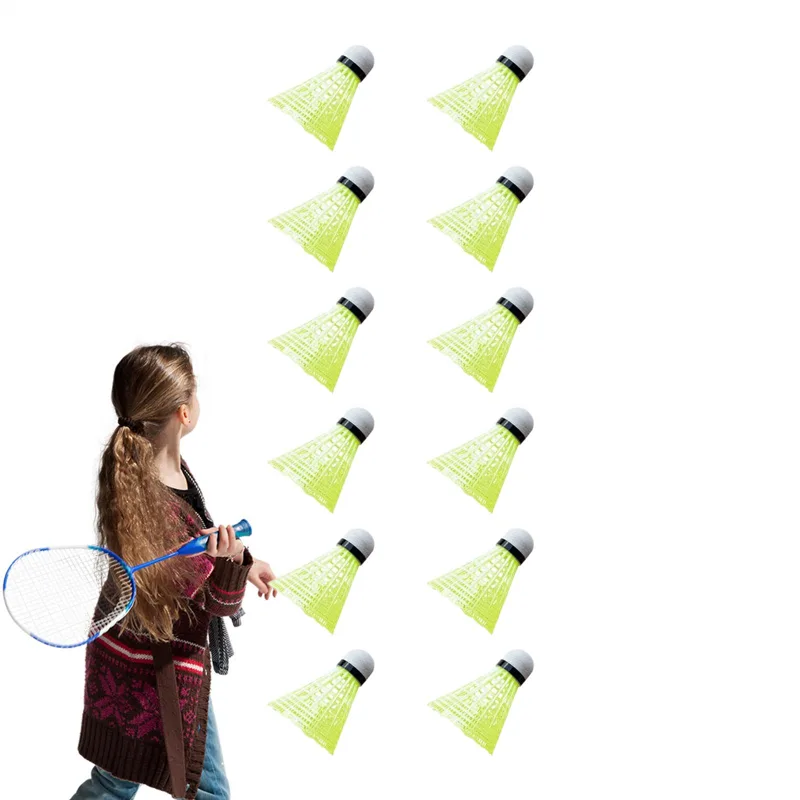 Nylon Shuttlecock 12 - ريشات بادمنتون 12 قطعة مقاومة للرياح،