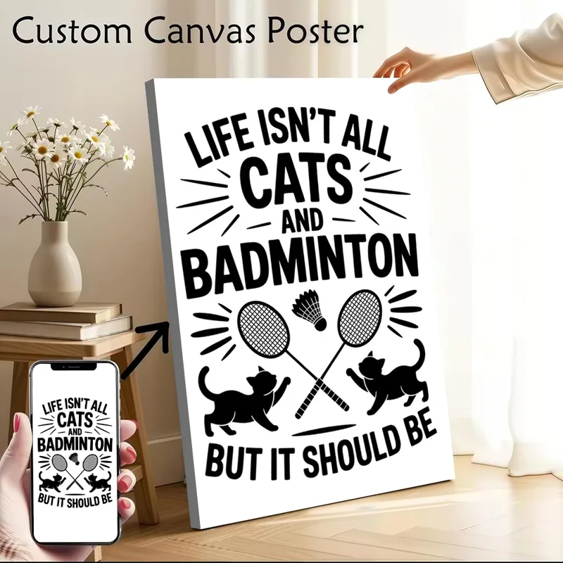 Badminton Quotes Funny - لوحة فنية جدارية قماشية بتصميم قطط