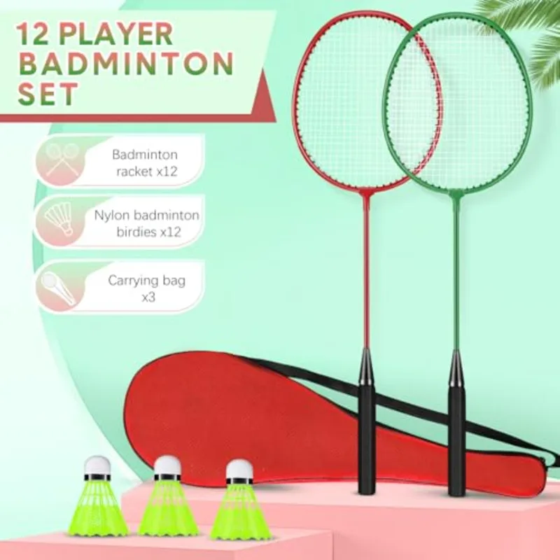 مجموعة مضارب تنس الريشة مكونة  - مراجعة Nylon Shuttlecock 12 وسعره