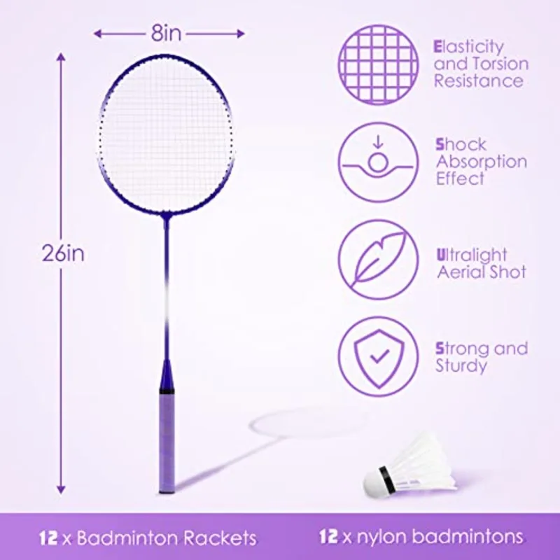 مجموعة مضارب الريشة الطائرة 12 - مراجعة Nylon Shuttlecock 12 وسعره